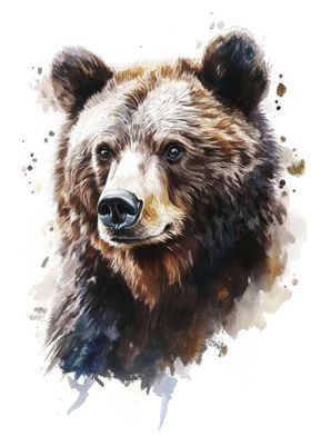 Watercolor Bear Portrait