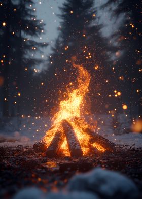 Campfire in the Snow