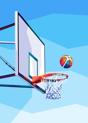 Basketball Hoop &amp; Ball Pop Art