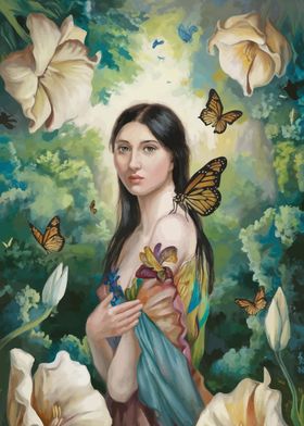 Woman with Butterflies