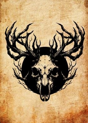 Black Stag Skull