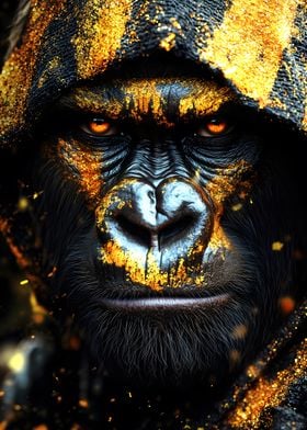 Golden Gorilla Portrait