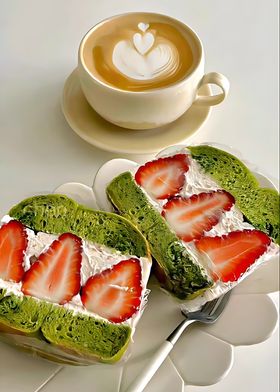 Green Tea Strawberry Sandwich