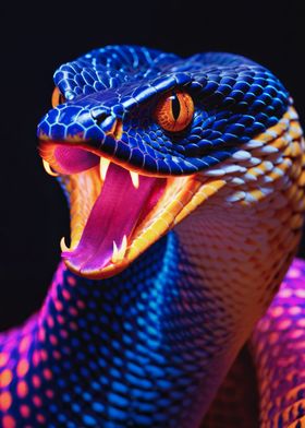 Neon Blacklight Snake Portrait