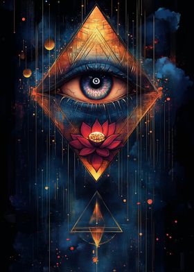 All-Seeing Eye with Lotus