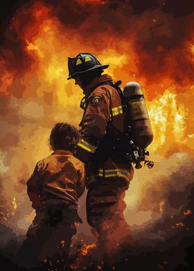 Firefighter and Child