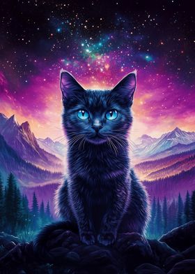 Fantasy Cat Space Mountains