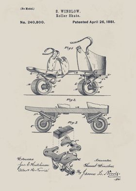 Roller Skate Patent 1881