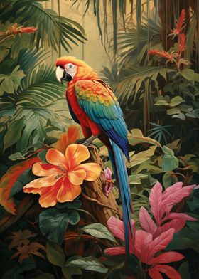 Parrot in Tropical Paradise