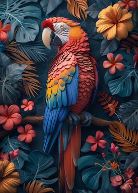 Macaw in Tropical Paradise