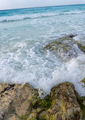 Ocean Waves Crashing on Rocks