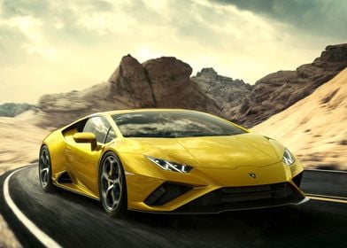 Yellow Lamborghini on Road