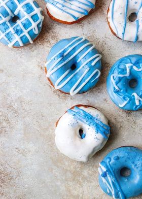 Blue and White Donuts