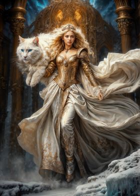 North Goddess Freya White Cat