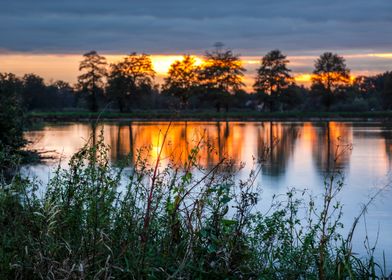 Sunset Reflection on Lake