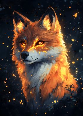 Fiery Wolf Portrait