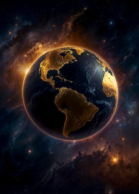 Golden Earth in Space