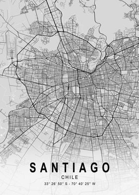 Santiago Chile Light City Map