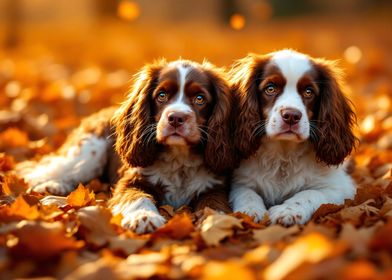 Two Springer Spaniels in Autumn