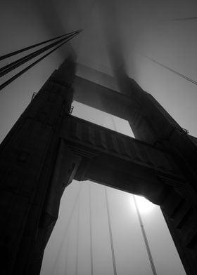 Golden Gate Bridge Tower Shrouded in Fog