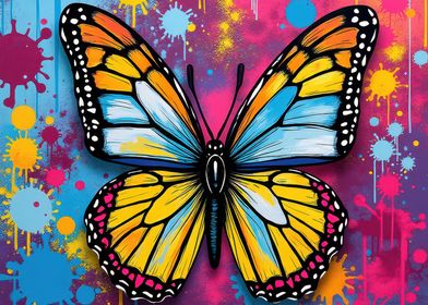 Beautiful Butterfly Art Colour Burst Paint Drip