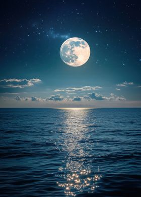 Full Moon Over Ocean