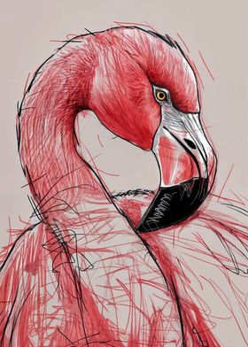 Pink Flamingo Drawing