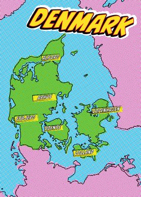 Denmark Map Pop Art