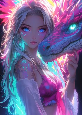 Anime Girl with Dragon