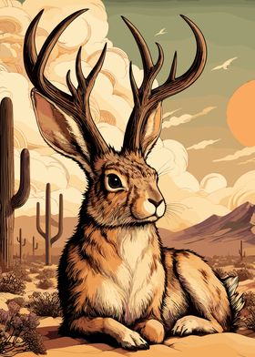 Jackalope in Desert