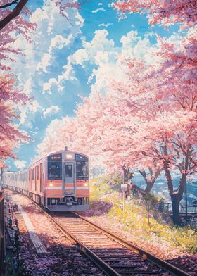 Train Through Cherry Blossoms