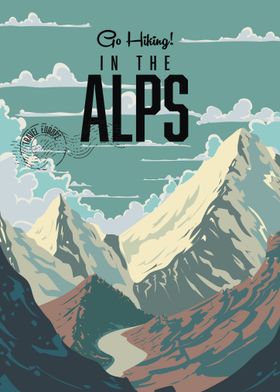 Hiking in the Alps Poster