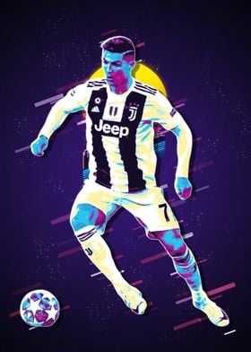 Cristiano Ronaldo Juventus Retro Art