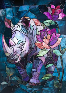 Stained Glass Rhino