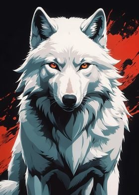 White Wolf with Fierce Eyes