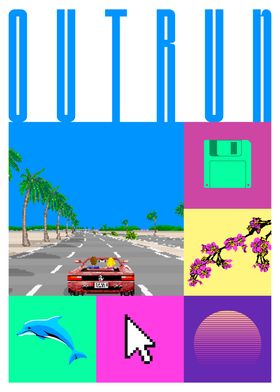 Outrun Retro Game Art