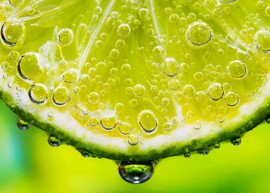 Lime Slice with Bubbles