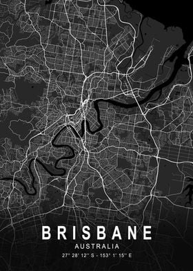 Brisbane Dark City Map