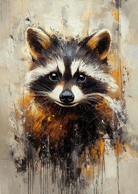 Raccoon Portrait Painting