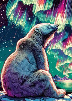 Polar Bear Aurora Borealis