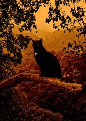 Black Cat in Forest