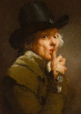 Portrait of a Man with Finger to Lips