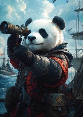 Panda Sailor with Telescope