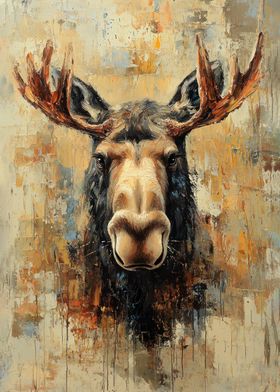 Moose Portrait Painting