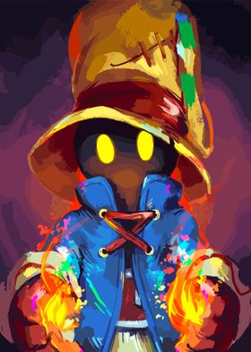 Black Mage with Flames