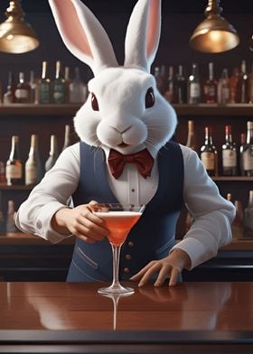 Rabbit Bartender with Cocktail