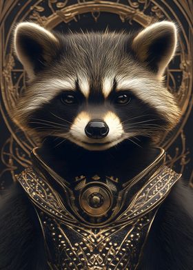 Raccoon in Golden Armor