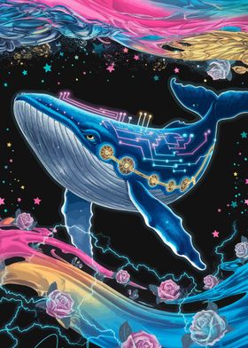 Cyber Whale Art Print