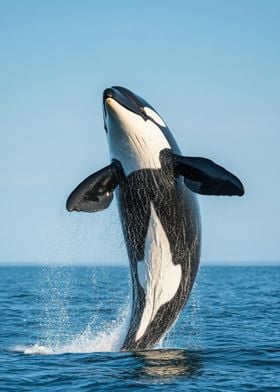 Orca Whale Jump Out Water