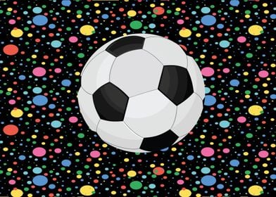 Soccer Ball on Colorful Dots